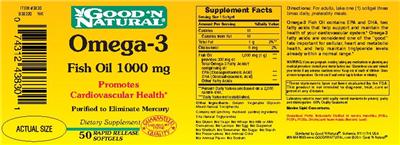 Photo of the Good 'N Natural Omega-3 Fish Oil 1000 mg label