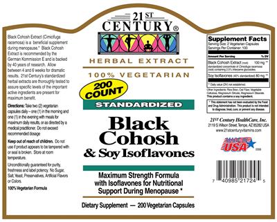 Photo of the 21st Century Standardized Black Cohosh & Soy Isoflavones label