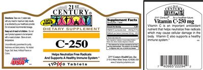 Photo of the 21st Century C-250 label