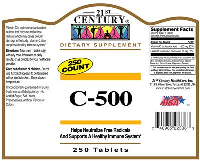 Photo of the 21st Century C-500 label