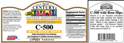 Photo of the 21st Century Natural C-500 with Rose Hips label