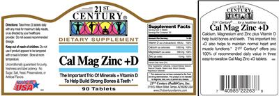 Photo of the 21st Century Cal Mag Zinc +D label