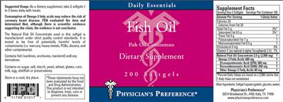 Photo of the Physician's Preference Fish Oil label