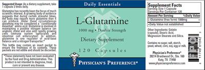Photo of the Physician's Preference L-Glutamine 1000 mg Double Strength label