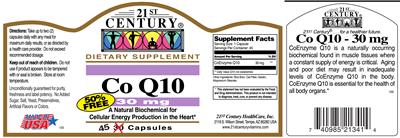 Photo of the 21st Century Co Q10 30 mg label