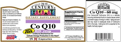 Photo of the 21st Century Co Q10 60 mg label