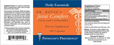 Photo of the Physician's Preference Dr. Hotze's Joint Comfort Total Joint Supplement label