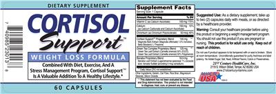 Photo of the 21st Century Cortisol Support Weight Loss Formula label