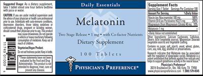 Photo of the Physician's Preference Melatonin 1 mg label
