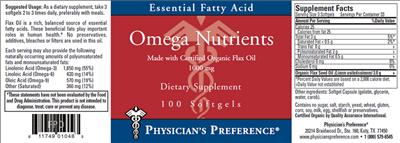 Photo of the Physician's Preference Omega Nutrients label