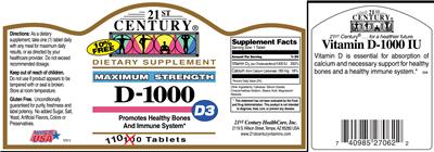 Photo of the 21st Century D-1000 label