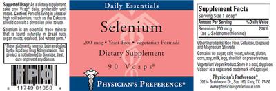 Photo of the Physician's Preference Selenium 200 mcg label