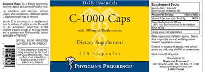 Photo of the Physician's Preference C-1000 Caps label