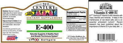 Photo of the 21st Century E-400 label