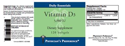 Photo of the Physician's Preference Vitamin D3 5,000 IU label