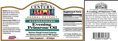 Photo of the 21st Century Evening Primrose Oil label