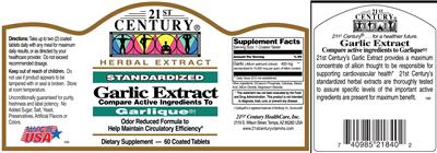 Photo of the 21st Century Garlic Extract label