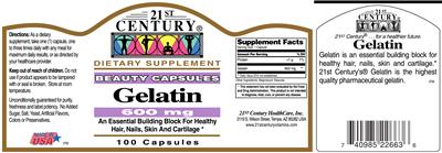 Photo of the 21st Century Gelatin 600 mg label