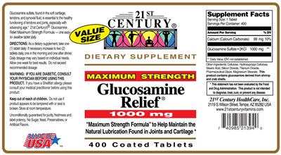 Photo of the 21st Century Glucosamine Relief 1000 mg label