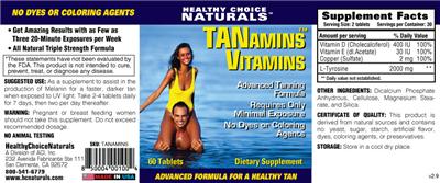 Photo of the Healthy Choice Naturals Tanamins Vitamins label