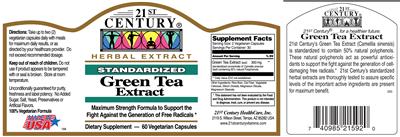 Photo of the 21st Century Green Tea Extract label