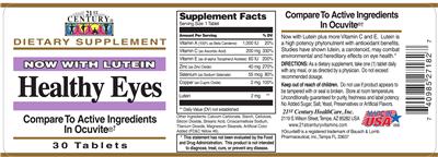 Photo of the 21st Century Healthy Eyes label