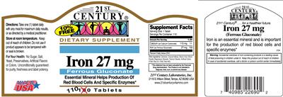 Photo of the 21st Century Iron 27 mg label