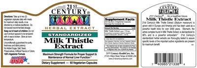 Photo of the 21st Century Milk Thistle Extract label