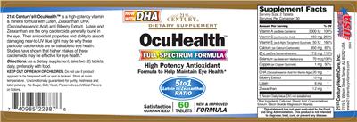 Photo of the 21st Century OcuHealth Full Spectrum Formula High Potency Antioxidant label