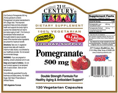 Photo of the 21st Century Pomegranate 500 mg label