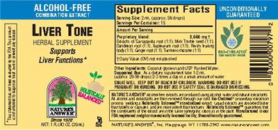 Photo of the Nature's Answer Liver Tone Alcohol-Free label