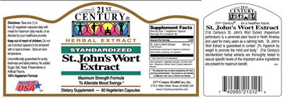 Photo of the 21st Century St. John's Wort Extract label