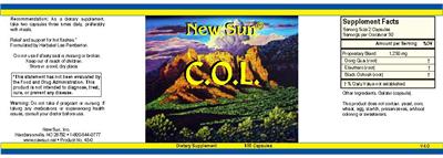 Photo of the New Sun C.O.L. label