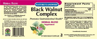 Photo of the Nature's Answer Black Walnut Complex label