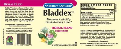 Photo of the Nature's Answer Bladdex label
