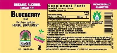 Photo of the Nature's Answer Blueberry Leaf label