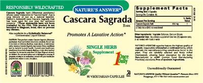 Photo of the Nature's Answer Cascara Sagrada Bark label