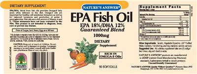 Photo of the Nature's Answer EPA Fish Oil 1000 mg label