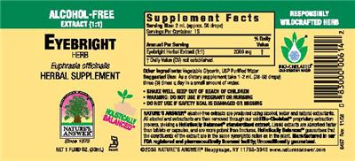 Photo of the Nature's Answer Eyebright Herb Alcohol-Free label