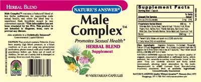 Photo of the Nature's Answer Male Complex label