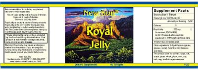 Photo of the New Sun Royal Jelly label