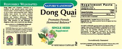 Photo of the Nature's Answer Dong Quai Root label