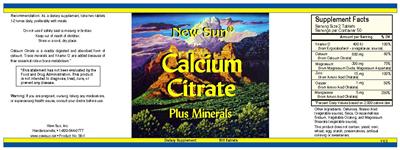 Photo of the New Sun Calcium Citrate Plus Minerals label