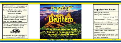 Photo of the New Sun Eleuthero label