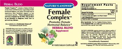 Photo of the Nature's Answer Female Complex label