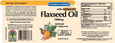 Photo of the Nature's Answer Flaxseed Oil 1000 mg label