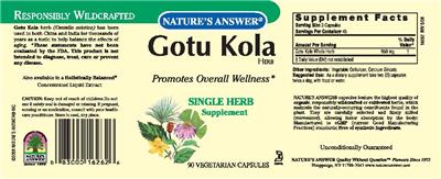 Photo of the Nature's Answer Gotu Kola Herb label