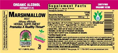Photo of the Nature's Answer Marshmallow Root label