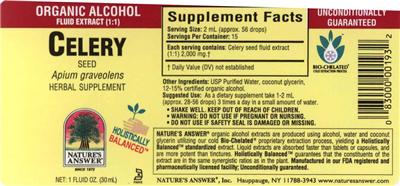 Photo of the Nature's Answer Celery Seed label
