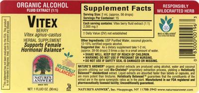 Photo of the Nature's Answer Vitex Berry label